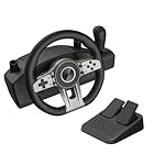kiwet ハンコン レーシングホイール ハンドルコントローラー コントローラー ペダルク付き 270度回転 2ペダル シフターセット センサー ダブル振動 PC PS4 Switch Xbox Series X S One対応 ハンドル(ブラック)
