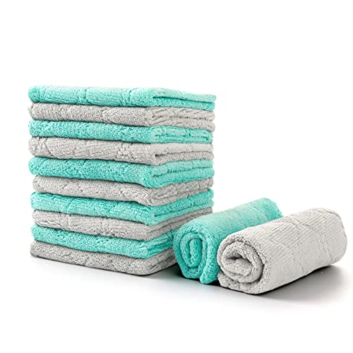 Loophee 12 Pack Kitchen Towels, Premium Dish Cloths, LintFree Dish Towels, Super Soft Coral