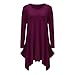 Women Asymmetrical Loose Long Sleeve Pockets Tunic Shirt Dress Purple L