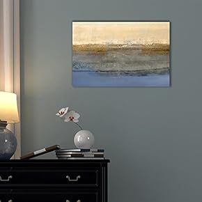 Canvas Wall Art - Abstract Landscape with Yellow and Blue Color - Gallery Wrap Modern Home Art | Ready to Hang - 12x18 inches