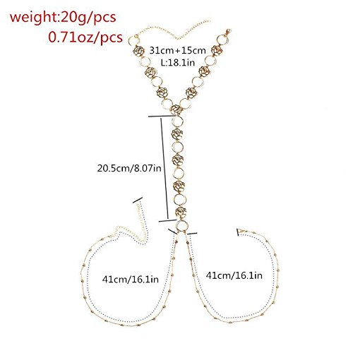 JeVenis Luxury Harness Bikini Rhinestone Bralette Body Chains Belly Chain Jewelry (New Rose Only) - Thumbnail 5