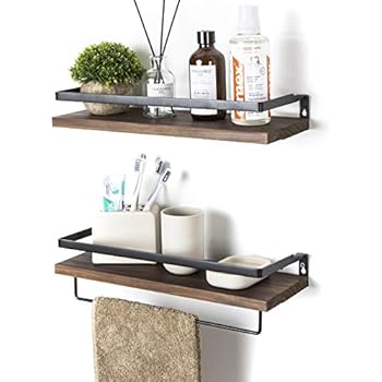 SODUKU Floating Shelves Wall Mounted Storage Shelves for Kitchen, Bathroom,Set of 2 Brown