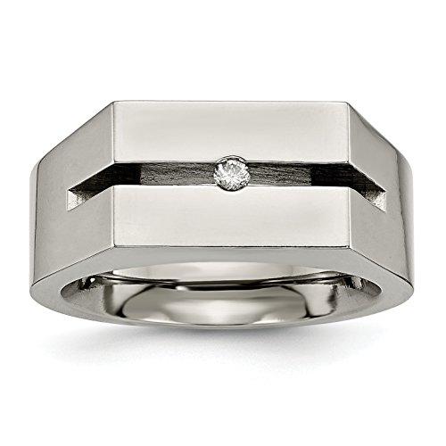 Titanium Round Cut Diamond Mens Engagement Band Ring