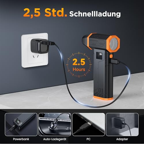 VIWAVE Electric Dust Blower Compressed Air Spray, 150,000 rpm Compressed Air Duster, 3-Speed Dust Blower Blower Battery Long Running Time, Air Spray PC Cleaning Mini Blower for PC Laptop Keyboard Sofa Car