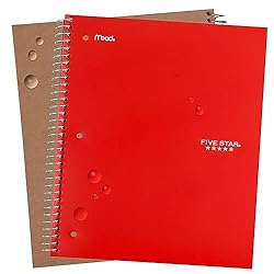 Five Star Spiral Notebook, 5 Subject, Wide Ruled