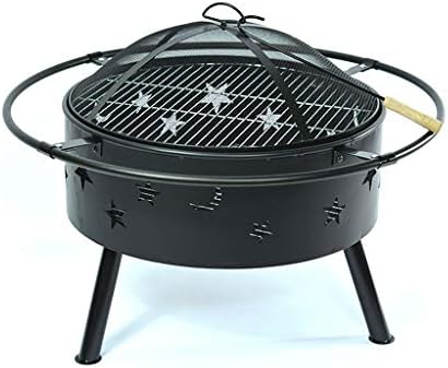 ファイヤーピット屋外の木材燃焼 円形のスパークスクリーン暖炉のある28インチの大規模な焚き火パティオの裏庭の暖炉 人気ブレゼント