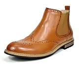 Bruno MARC BERGEN-05 Men's Classic Wing-tip Perforated Leather Lining Chelsea Ankle Boots BROWN SIZE 11