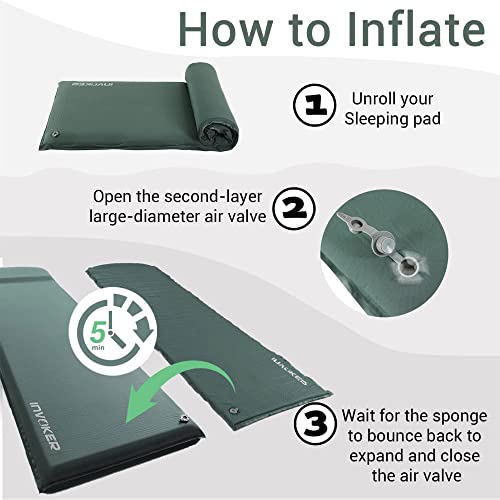 INVOKER 3 Inch UltraThick Self Inflating Lightweight Memory Foam