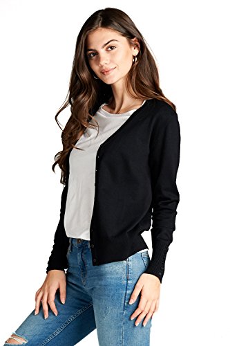 Emmalise women s classic v-neck button down cardigan sweater, bla…
