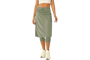 AURGELMIR Women 20" Knee Length Tennis Skirt with Built in Legging Golf Skirts Skirted Legging with Pockets
