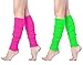 v28 Women Winter 80s Eighty's Warm Leg Warmers Knitted Long Socks, 2(Green+Rose)