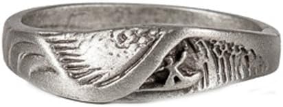 Strickly Boarding Company Ocean Surfer Getting Tubed Mens Lead-Free Pewter Wave Ring