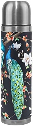 Cicily Peacock On Trees Flowers Stainless Steel Water Bottle Insulated Vacuum Leak-proof Double Walled Water Bottle,No Sweating,Keep Your Drinks Hot&amp;Cold 500ml