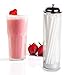 SimplyImagine 11.5 Inch Tall Metal Base & Lid Acrylic Straw Holder for Counter with 20 Clear Straws in a White Pack