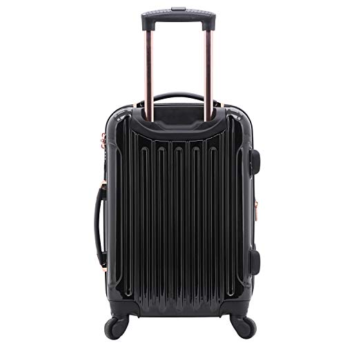 kensie Women's Alma Hardside Spinner Luggage, Black, CarryOn 20Inch