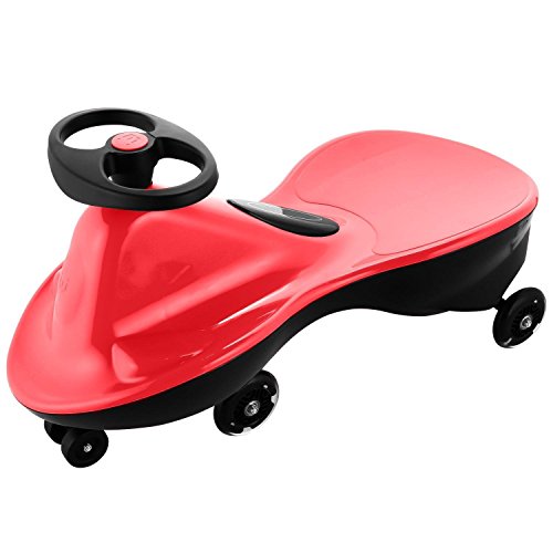 Meflying Ride on Toys Happy Vehicle Wiggle Cars-PlasmaCar, Ride on Wiggle Car for Boys and Girls, 3 Year Old And Up with Random Leash (US STOCK) (Red)
