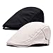 2 Pack Newsboy Hats for Men Flat Cap Cotton Adjustable Breathable Irish Cabbie Ivy Driving Gatsby Hunting Hat, Light Beige/Black