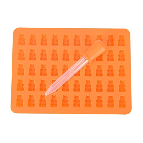 CH Candy Silicone Molds & Ice Cube Trays, Bear Shape Gumdrop Jelly Molds, Chocolate Molds, Gummy Candy Molds (Orange)