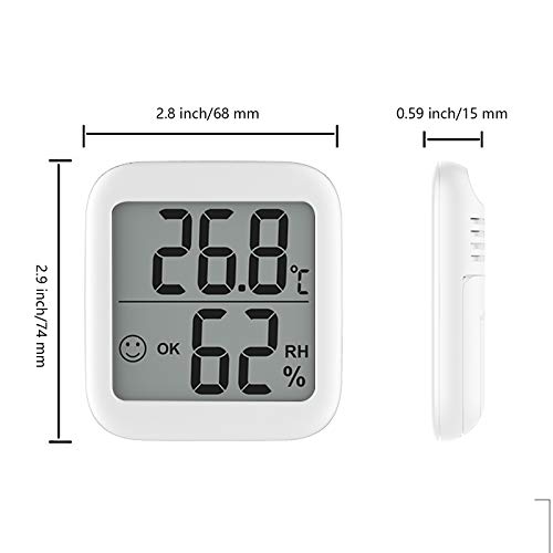 BeGrit Innen Hygrometer Thermometer für Baby-Raum-Temperatur Feuchtigkeit Feuchte Überwachung, digital einfach Sofort mit Lächeln/Unhappy Emotion Icon lesen (Weiß)