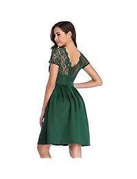 Vestidos de cóctel de encaje vintage de prance para dama Vestido de dama de honor corto de boda de fiesta Vestido de verano de cintura alta de línea