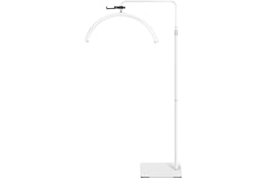 MINIEAR 【New】Larger and Brighter Half Moon Light - Shadowless Floor Lamp for Lash Techs, Eyelash Extensions, Tattoos, Estheticians, Crafters, and Reading. Adjustable Color and Brightness & Height Phone Holder