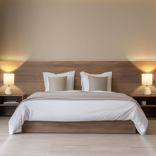 Modern Ceramic Table Lamps Set of 2, Bedside Nightstand Lamps with White Shade, 3 Color Temperatures, LED Bulbs Included, Elegant Lighting for Bedroom Living Room Office