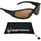 Bikershades Blue Blocking HD Vision Motorcycle Bifocal Sunglasses Padded 2.00 for Men & Women. ANSI Z87.1 Safety Lens & Microfiber Cleaning Case.