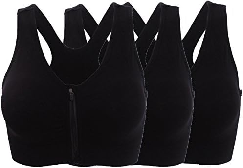 HENNY RUE Women's Front Zipper Closure Sports Bra Padded Workout Yoga Bras
