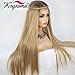 K'ryssma Long Blonde Wig Ombre with Brown Roots Middle Parting Synthetic Wig with Natural Hairline Silk Straight Blond Wig for Women