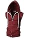 OHOO Mens Slim Fit Sleeveless Lightweight Zip-up Hooded Vest with Zipper Trim