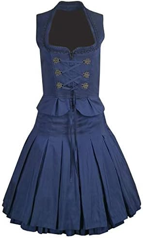 Exclusive Traditional Trachten Costume Two Piece Tanja, Skirt and Bodice in Dark Blue for Oktoberfest Carnival