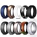 COOLOO Silicone Wedding Ring for Men, 10 Pack Affordable Silicone Rubber Wedding Bands Sturdy Comfortable Rings, Black White Blue Silver Gray