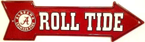 NCAA University of Alabama Crimson Tide Roll Arrow Aluminum Metal Sign 6 X 20
