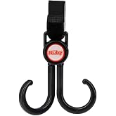 Nuby Double Stroller Hook, Adjustable Hook, Black or Grey