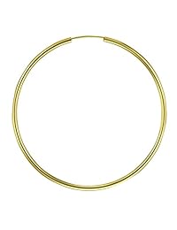 Arete de aro de oro amarillo de 14 quilates de 2 mm de grosor, 9 diferentes tamaños disponibles.