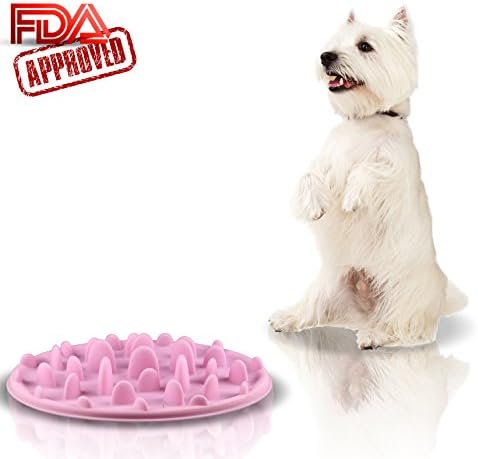 Soft Silicone Slow Feed Dog Bowl â˜† Fun Interactive Feeder â˜† Stop Bloat from Eating Too Fast â˜† SOFT So No RISK of Damage to Your Precious Pup (Pink, Large)