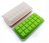 Silicone Ice Cube Food Storage Tray with Lid - Pack of 2 Stackable Trays - BPA Free - Whiskey Cube Food Storage Tray with Lid