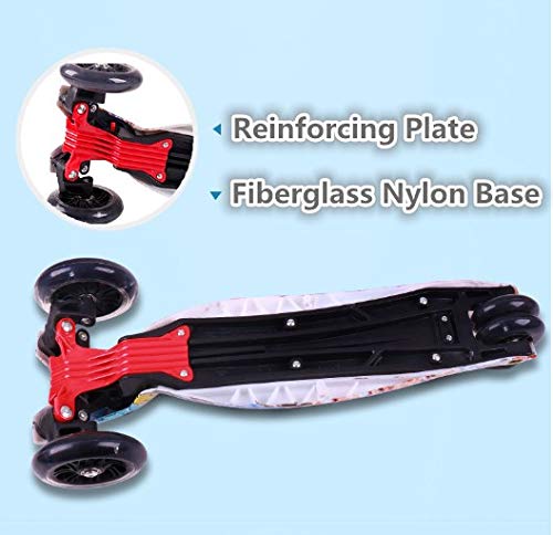 Jipemtra Scooters for Kids 3 Wheel T-bar Adjustable, Riding Kick Scooters for Kids Height Adjustable LED PU Flashing Foldable with Gorgeous Graffiti for Kids (Colorful)