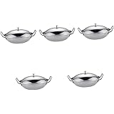 Luxshiny 5 sets Soup for Binaural Utensil Round Shabu Tool Hot Multipurpose Skillet Hotpot Ramen Steel of and Bottom Inch Gad