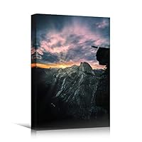 Canvas Wall Art Dramatic Sunset Bedroom Contemporary Dramatic Landscape Mountain Multicolor Photography - 12x18 inches