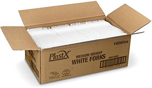 PlastX Cutlery 1000 Count Disposable Plastic White Forks Great For Home, Office, Party, Concession Shop, or Restaurants, Kids, Outdoor Event Or Everyday Use (1 Box)