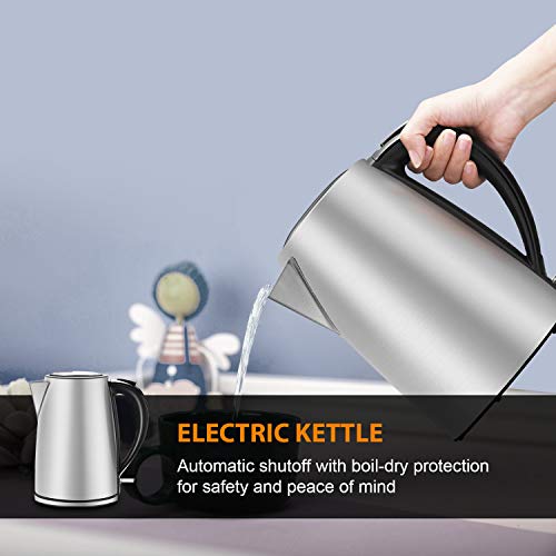 Electric Kettle - Hot Water Kettle 1.7 Liter - Stainless Steel Cordless Tea Kettle 1500W with Auto Shut-off, Boil-Dry Protection