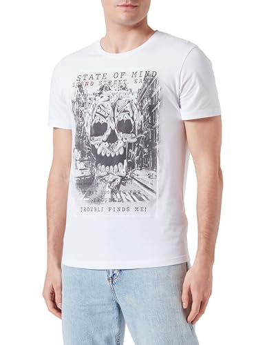 KEY LARGO Herren MT Walk This Way Round T-Shirt, White (1000), M