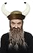 Mustaches Self Adhesive, Novelty, Viking Dwarf Fake Beard, False Facial Hair, Costume Accessory for Adults, Brown with Gray Color