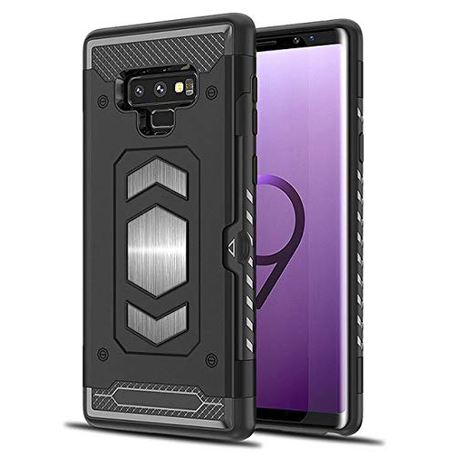 Galaxy Note 9 Case: Full Body Armor Note 9 Case: Samsung Galaxy Note 9 Card Holder/Slot - Magnetic car Mount (Black- Note 9) 