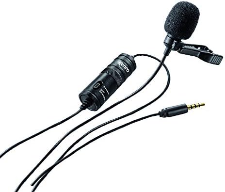 Kenro Lavalier Clip-On Microphone Kit for Recording on DSLR Camera Camcorder Smartphone iPhone or Audio Recorder with Battery Consender