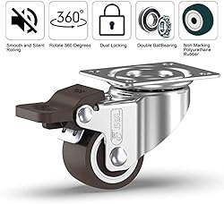 GBL 1" inch Small Caster Wheels with 4 Brakes