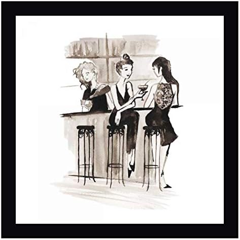 Entertain illo 2 by Alicia Zyburt - 19" x 19" Black Framed Giclee Canvas Art Print - Ready to Hang