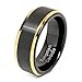 100S JEWELRY Tungsten Rings for Men Two Tone Black Gold Wedding Band Center Brushed Engagement Size 6-16