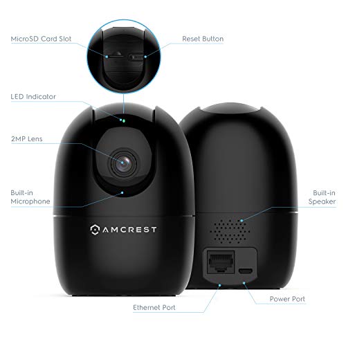 Amcrest 1080P Smart Home WiFi Camera, Baby Monitor, AI Human Detection, Motion-Tracking, Indoor Pet, Dog, Nanny Cam w/ 2-Way Audio, Phone App, Pan/Tilt Wireless IP Camera, Night Vision, ASH21-B Black